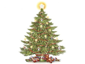 陶瓷印花圖案-聖誕禮物樹 (大) 2件
