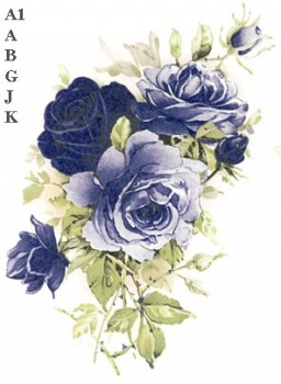 陶瓷印花圖案-藍玫瑰 1 (43x24mm) 