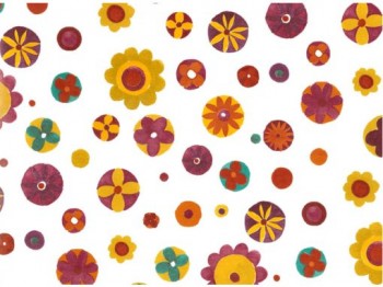 陶瓷印花紙- 扭曲的花 (彩色)