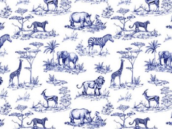 陶瓷印花紙- 野生動物 (藍色)