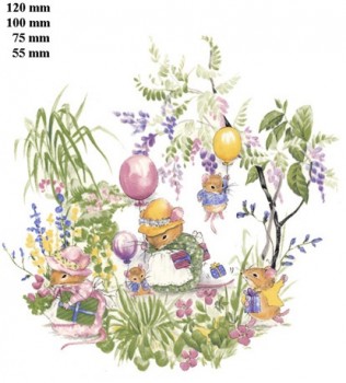 陶瓷印花圖案-粉紅背景小老鼠1(中) 2件