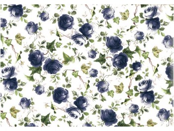 陶瓷印花紙-藍色玫瑰花 (彩色)